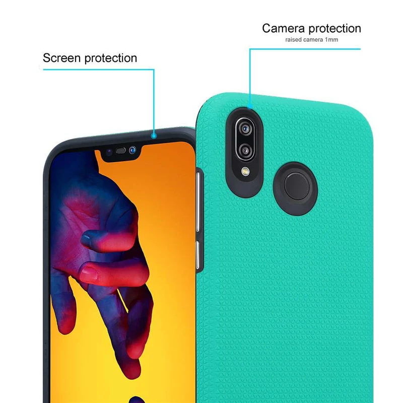 Cadorabo Hülle kompatibel mit Huawei P20 LITE 2018 / NOVA 3E Outdoor Hybrid Schutzhülle mit extra Grip Anti Rutsch Oberfläche im Triangle Design aus Silikon und Kunststoff