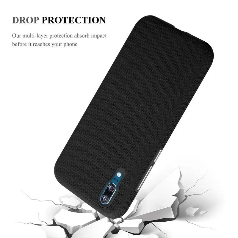Cadorabo Hülle kompatibel mit Huawei P20 Outdoor Hybrid Schutzhülle mit extra Grip Anti Rutsch Oberfläche im Triangle Design aus Silikon und Kunststoff