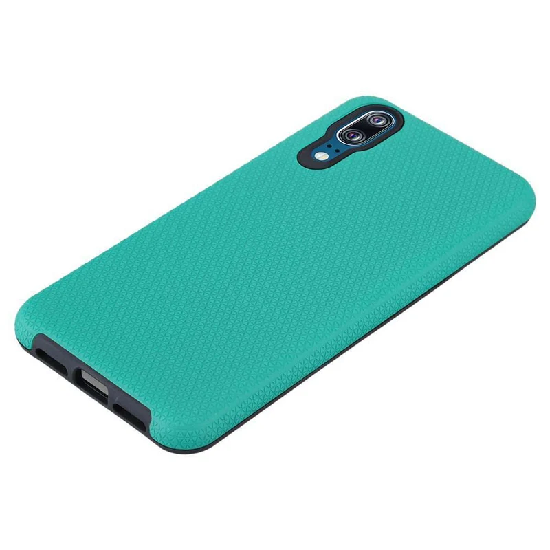 Cadorabo Hülle kompatibel mit Huawei P20 Outdoor Hybrid Schutzhülle mit extra Grip Anti Rutsch Oberfläche im Triangle Design aus Silikon und Kunststoff