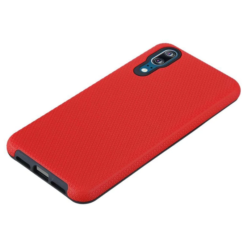 Cadorabo Hülle kompatibel mit Huawei P20 Outdoor Hybrid Schutzhülle mit extra Grip Anti Rutsch Oberfläche im Triangle Design aus Silikon und Kunststoff