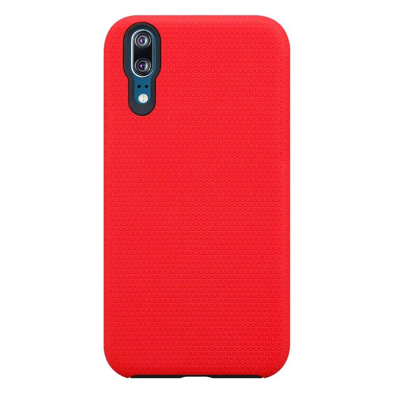 Cadorabo Hülle kompatibel mit Huawei P20 Outdoor Hybrid Schutzhülle mit extra Grip Anti Rutsch Oberfläche im Triangle Design aus Silikon und Kunststoff
