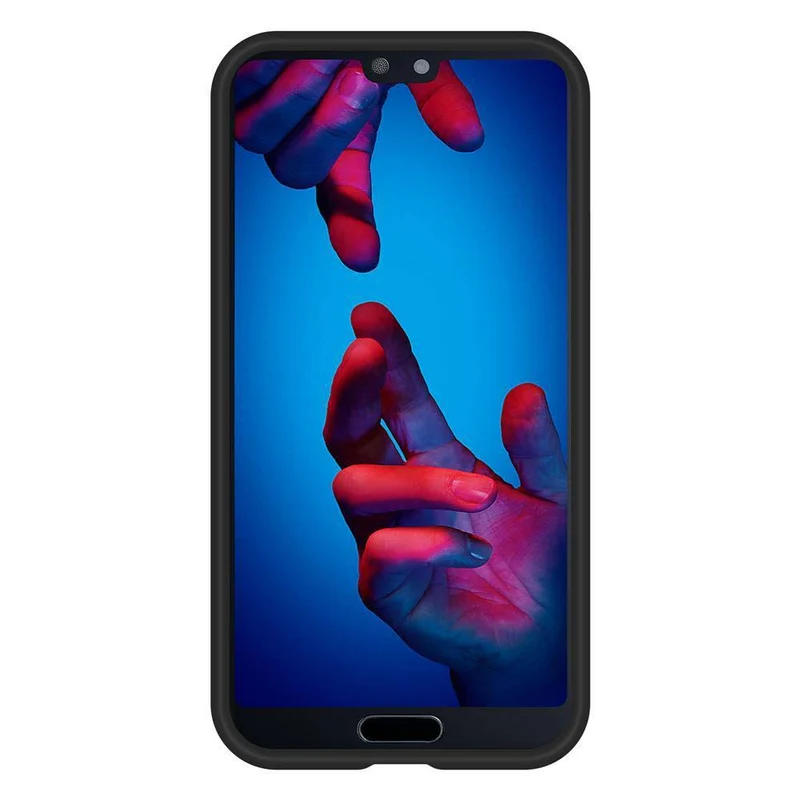 Cadorabo Hülle kompatibel mit Huawei P20 Outdoor Hybrid Schutzhülle mit extra Grip Anti Rutsch Oberfläche im Triangle Design aus Silikon und Kunststoff