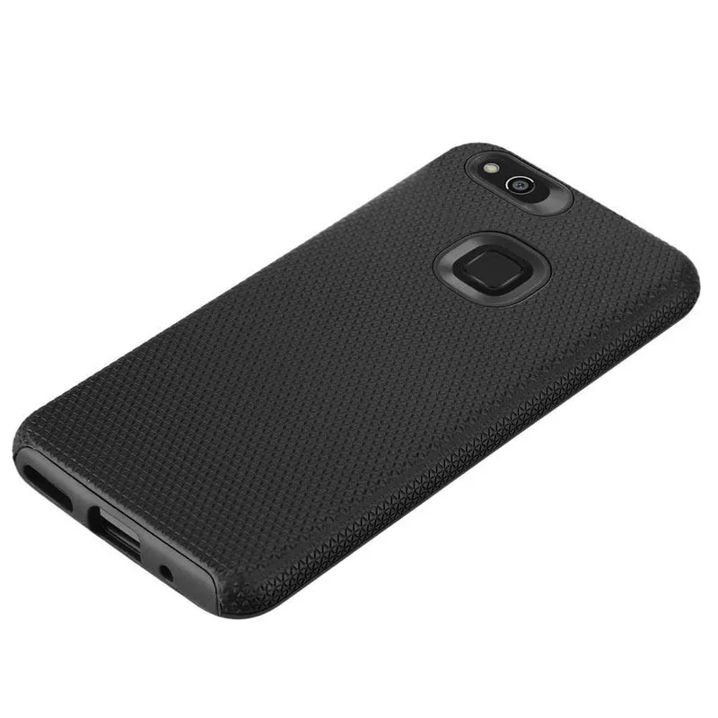 Cadorabo Hülle kompatibel mit Huawei P10 LITE Outdoor Hybrid Schutzhülle mit extra Grip Anti Rutsch Oberfläche im Triangle Design aus Silikon und Kunststoff