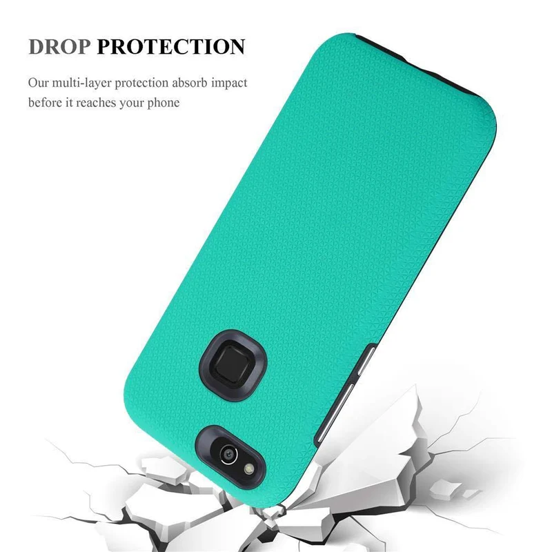 Cadorabo Hülle kompatibel mit Huawei P10 LITE Outdoor Hybrid Schutzhülle mit extra Grip Anti Rutsch Oberfläche im Triangle Design aus Silikon und Kunststoff