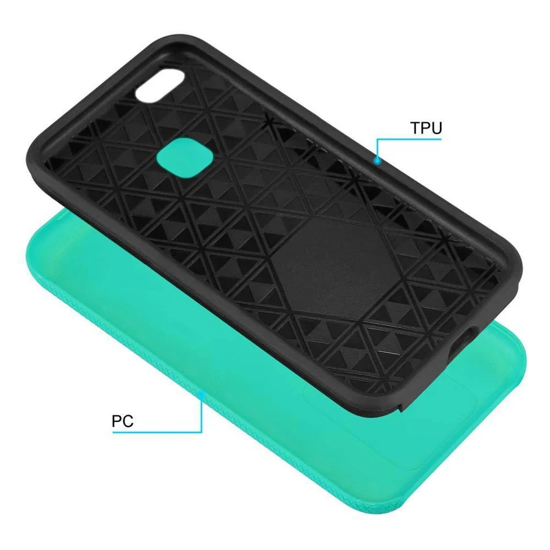 Cadorabo Hülle kompatibel mit Huawei P10 LITE Outdoor Hybrid Schutzhülle mit extra Grip Anti Rutsch Oberfläche im Triangle Design aus Silikon und Kunststoff