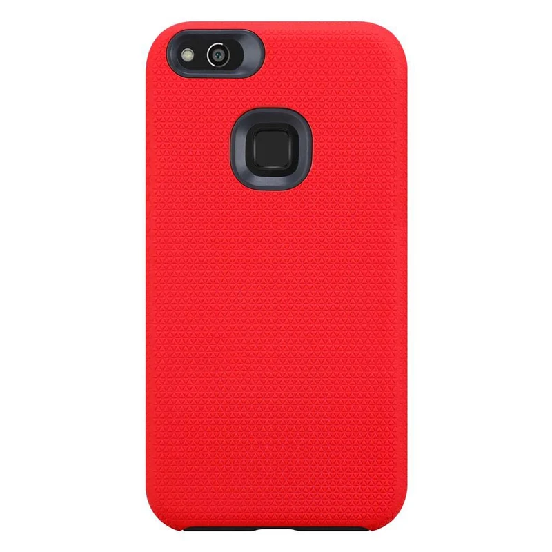 Cadorabo Hülle kompatibel mit Huawei P10 LITE Outdoor Hybrid Schutzhülle mit extra Grip Anti Rutsch Oberfläche im Triangle Design aus Silikon und Kunststoff