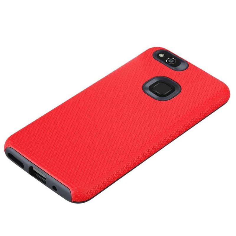 Cadorabo Hülle kompatibel mit Huawei P10 LITE Outdoor Hybrid Schutzhülle mit extra Grip Anti Rutsch Oberfläche im Triangle Design aus Silikon und Kunststoff