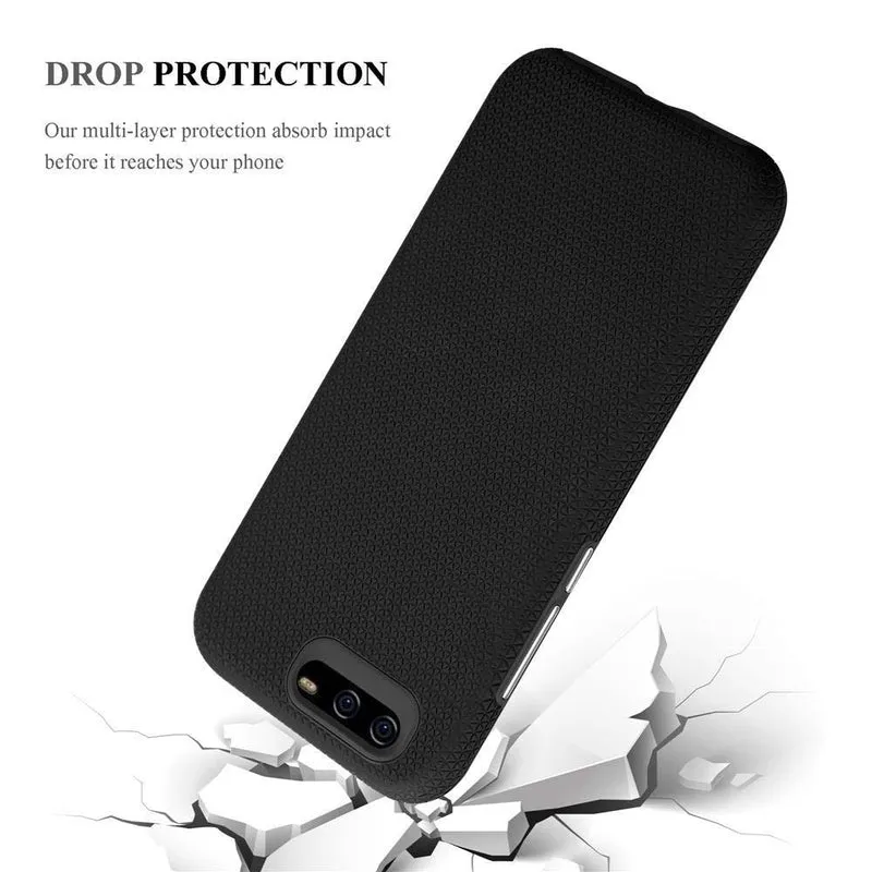 Cadorabo Hülle kompatibel mit Huawei P10 Outdoor Hybrid Schutzhülle mit extra Grip Anti Rutsch Oberfläche im Triangle Design aus Silikon und Kunststoff
