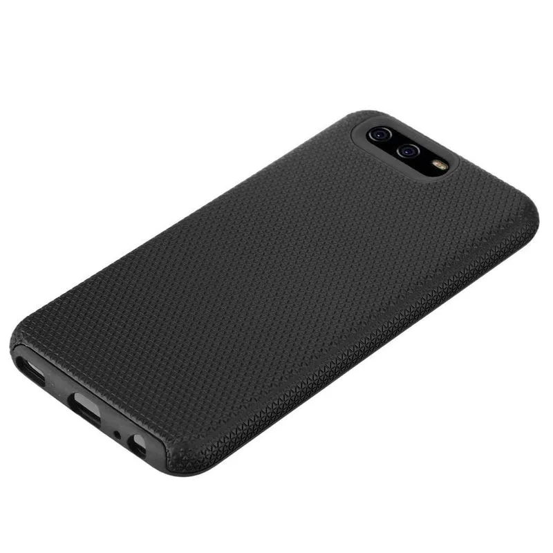 Cadorabo Hülle kompatibel mit Huawei P10 Outdoor Hybrid Schutzhülle mit extra Grip Anti Rutsch Oberfläche im Triangle Design aus Silikon und Kunststoff