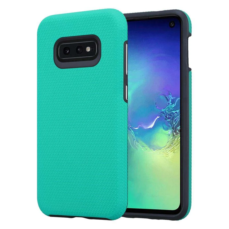Cadorabo Hülle kompatibel mit Samsung Galaxy S10e Outdoor Hybrid Schutzhülle mit extra Grip Anti Rutsch Oberfläche im Triangle Design aus Silikon und Kunststoff