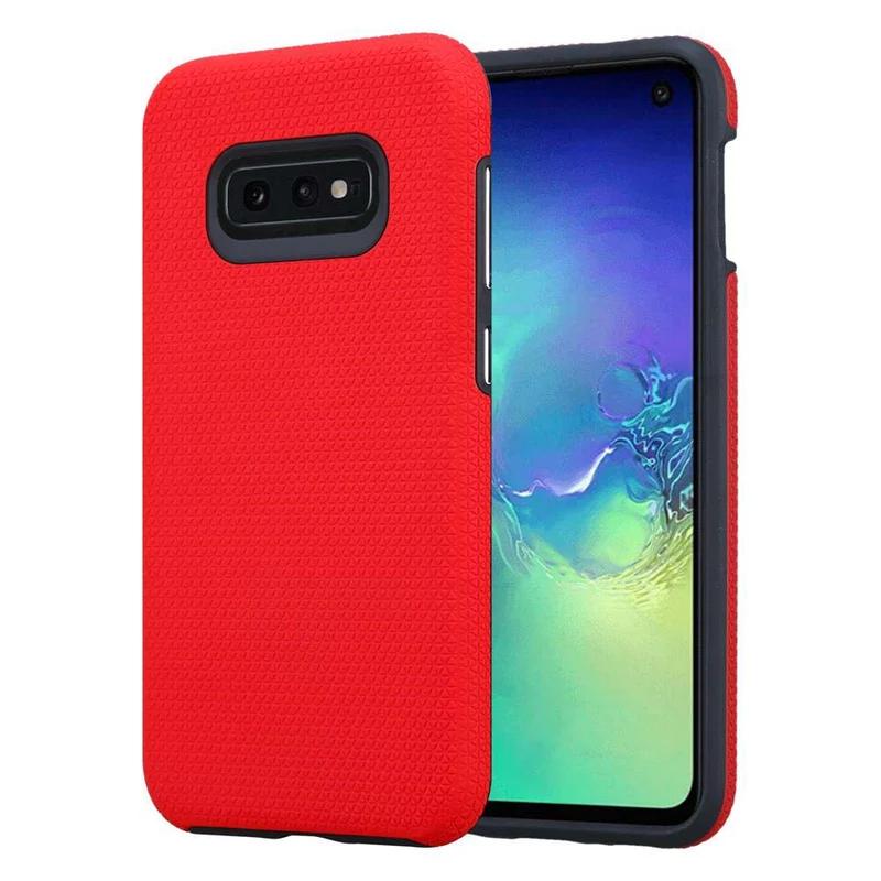 Cadorabo Hülle kompatibel mit Samsung Galaxy S10e Outdoor Hybrid Schutzhülle mit extra Grip Anti Rutsch Oberfläche im Triangle Design aus Silikon und Kunststoff