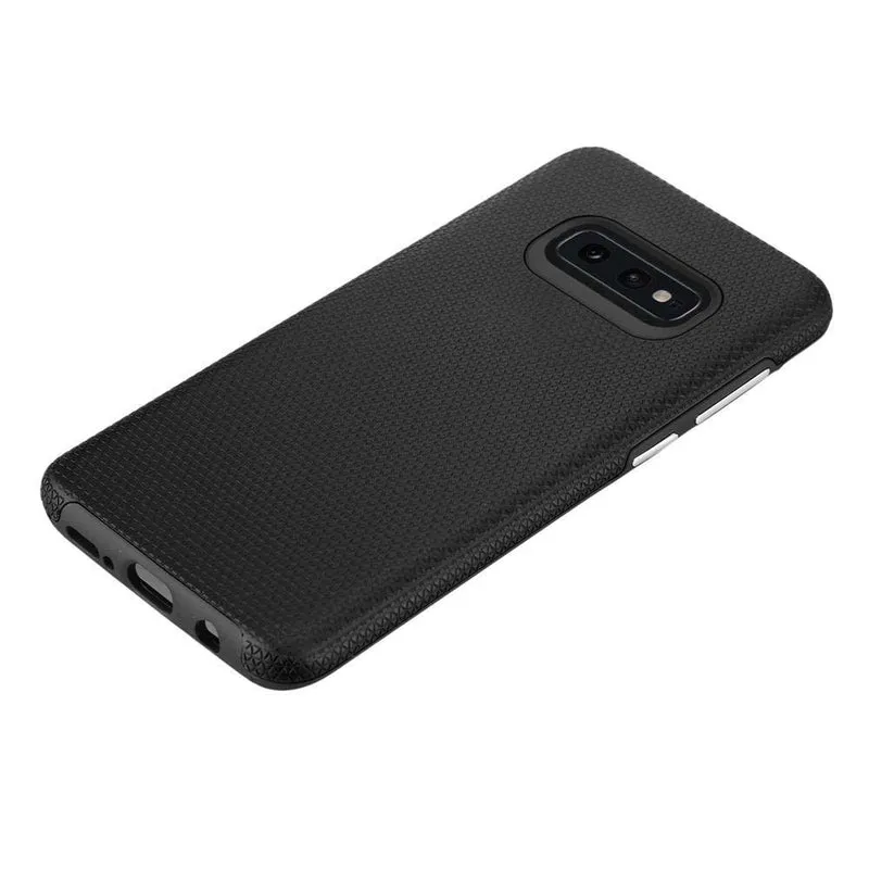 Cadorabo Hülle kompatibel mit Samsung Galaxy S10e Outdoor Hybrid Schutzhülle mit extra Grip Anti Rutsch Oberfläche im Triangle Design aus Silikon und Kunststoff
