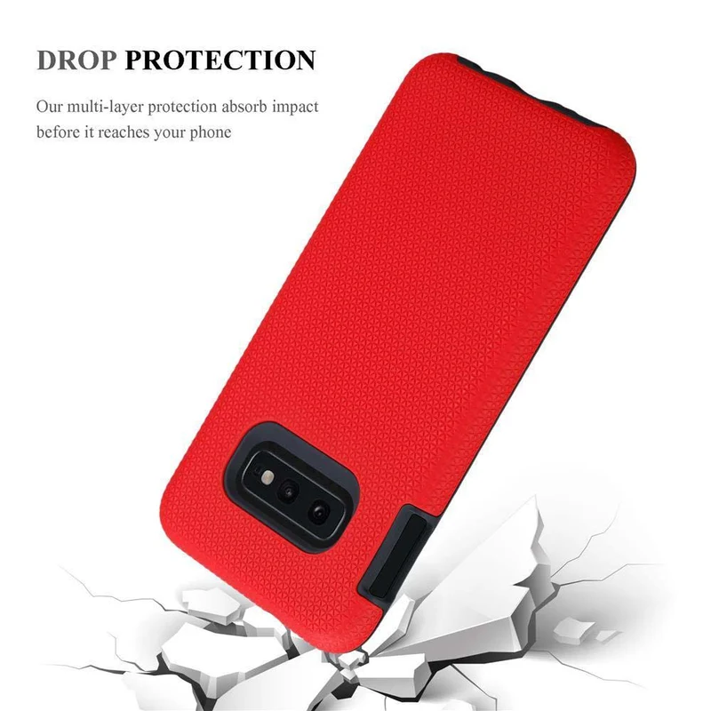 Cadorabo Hülle kompatibel mit Samsung Galaxy S10e Outdoor Hybrid Schutzhülle mit extra Grip Anti Rutsch Oberfläche im Triangle Design aus Silikon und Kunststoff