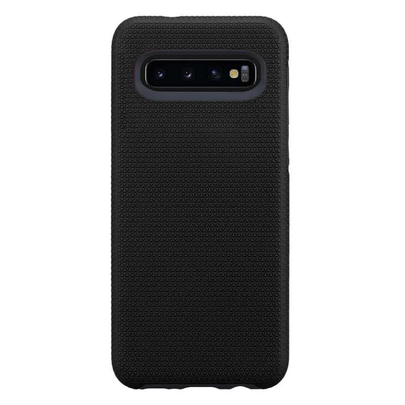 Cadorabo Hülle kompatibel mit Samsung Galaxy S10 PLUS Outdoor Hybrid Schutzhülle mit extra Grip Anti Rutsch Oberfläche im Triangle Design aus Silikon und Kunststoff
