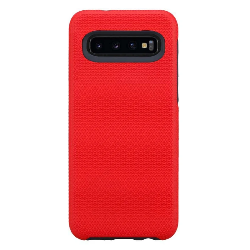 Cadorabo Hülle kompatibel mit Samsung Galaxy S10 PLUS Outdoor Hybrid Schutzhülle mit extra Grip Anti Rutsch Oberfläche im Triangle Design aus Silikon und Kunststoff