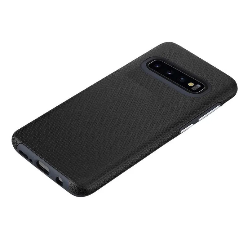 Cadorabo Hülle kompatibel mit Samsung Galaxy S10 4G Outdoor Hybrid Schutzhülle mit extra Grip Anti Rutsch Oberfläche im Triangle Design aus Silikon und Kunststoff