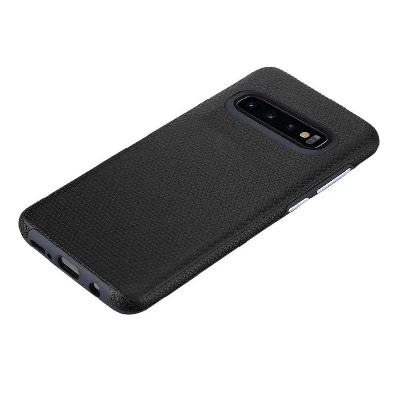 Cadorabo Hülle kompatibel mit Samsung Galaxy S10 4G Outdoor Hybrid Schutzhülle mit extra Grip Anti Rutsch Oberfläche im Triangle Design aus Silikon und Kunststoff