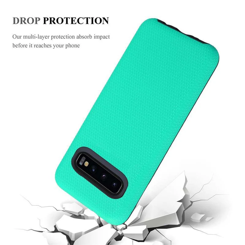 Cadorabo Hülle kompatibel mit Samsung Galaxy S10 4G Outdoor Hybrid Schutzhülle mit extra Grip Anti Rutsch Oberfläche im Triangle Design aus Silikon und Kunststoff