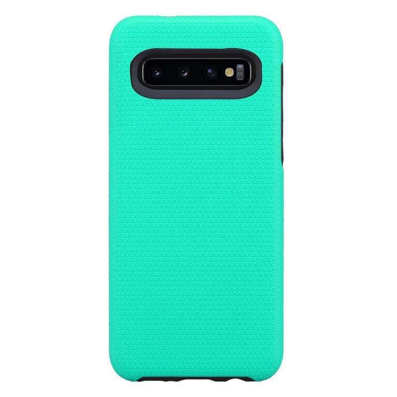 Cadorabo Hülle kompatibel mit Samsung Galaxy S10 4G Outdoor Hybrid Schutzhülle mit extra Grip Anti Rutsch Oberfläche im Triangle Design aus Silikon und Kunststoff