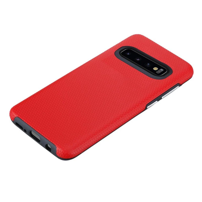Cadorabo Hülle kompatibel mit Samsung Galaxy S10 4G Outdoor Hybrid Schutzhülle mit extra Grip Anti Rutsch Oberfläche im Triangle Design aus Silikon und Kunststoff