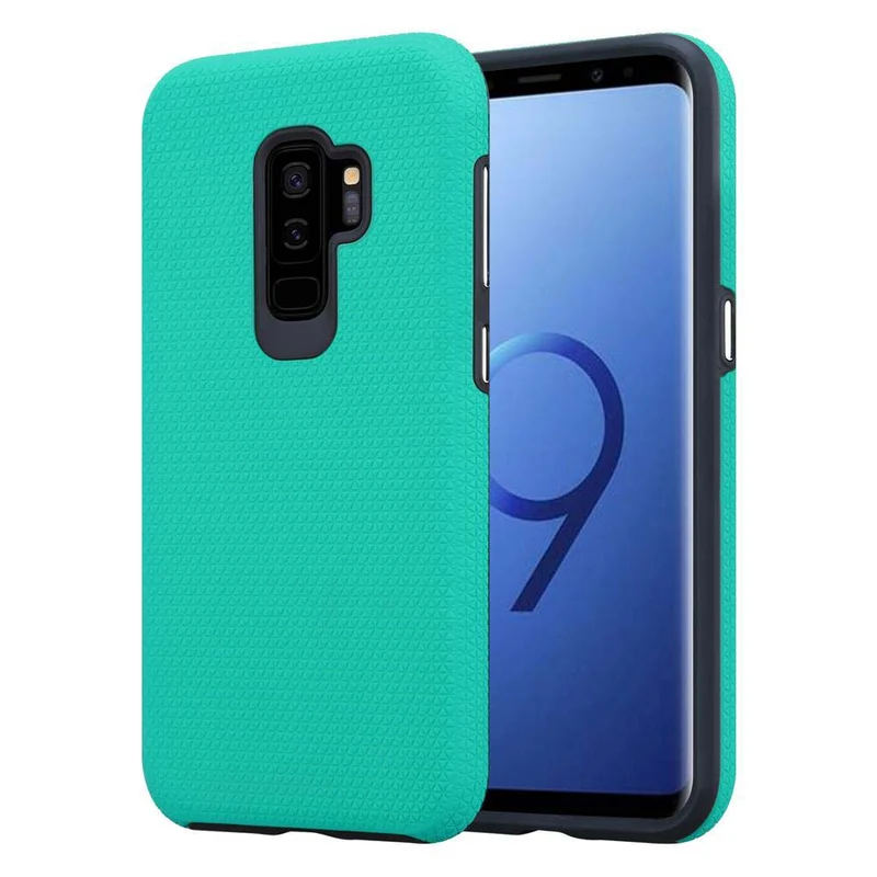 Cadorabo Hülle kompatibel mit Samsung Galaxy S9 PLUS Outdoor Hybrid Schutzhülle mit extra Grip Anti Rutsch Oberfläche im Triangle Design aus Silikon und Kunststoff