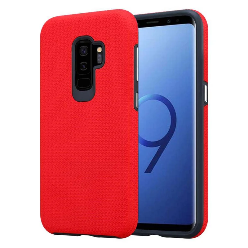 Cadorabo Hülle kompatibel mit Samsung Galaxy S9 PLUS Outdoor Hybrid Schutzhülle mit extra Grip Anti Rutsch Oberfläche im Triangle Design aus Silikon und Kunststoff