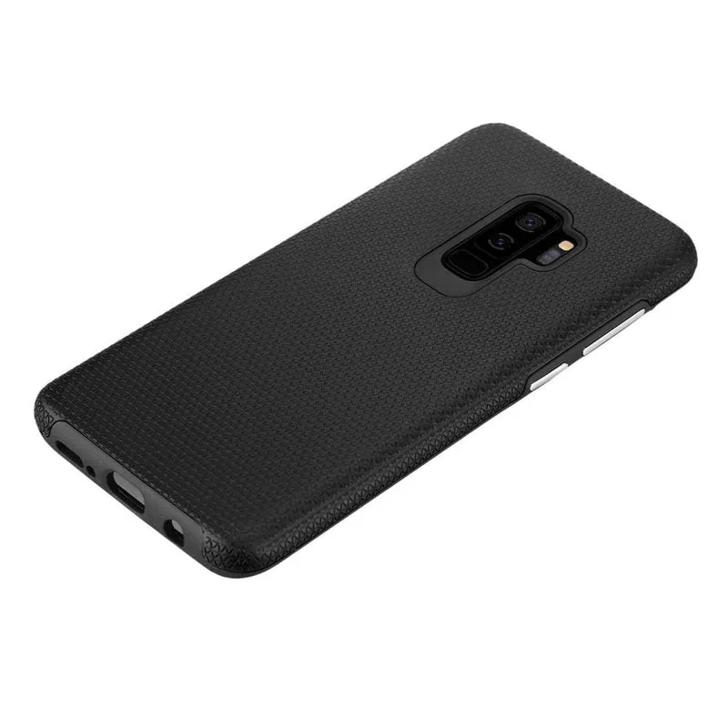 Cadorabo Hülle kompatibel mit Samsung Galaxy S9 PLUS Outdoor Hybrid Schutzhülle mit extra Grip Anti Rutsch Oberfläche im Triangle Design aus Silikon und Kunststoff