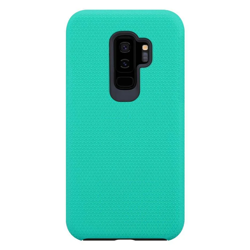 Cadorabo Hülle kompatibel mit Samsung Galaxy S9 PLUS Outdoor Hybrid Schutzhülle mit extra Grip Anti Rutsch Oberfläche im Triangle Design aus Silikon und Kunststoff