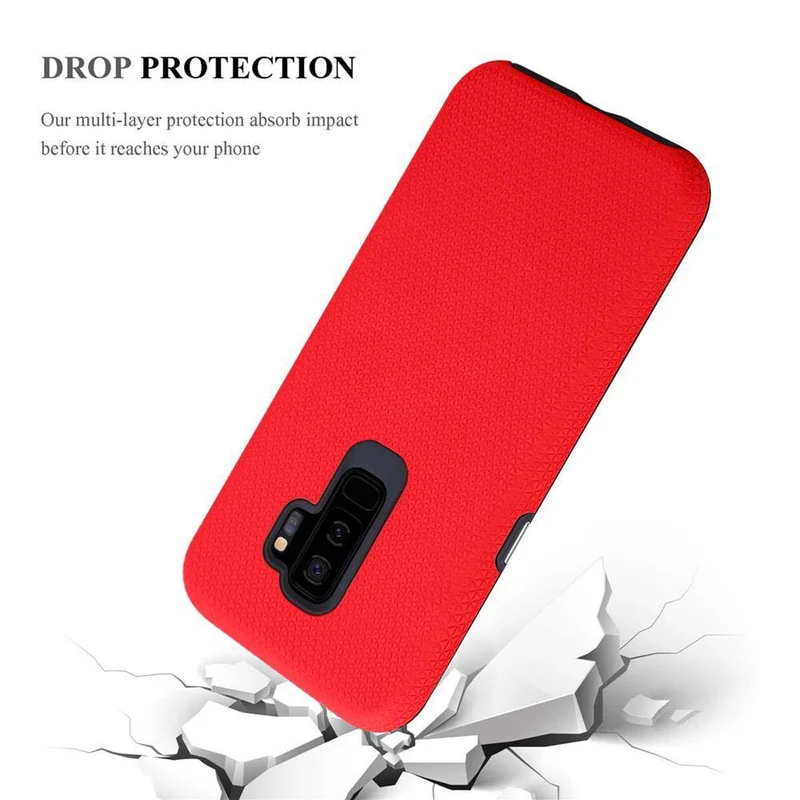 Cadorabo Hülle kompatibel mit Samsung Galaxy S9 PLUS Outdoor Hybrid Schutzhülle mit extra Grip Anti Rutsch Oberfläche im Triangle Design aus Silikon und Kunststoff