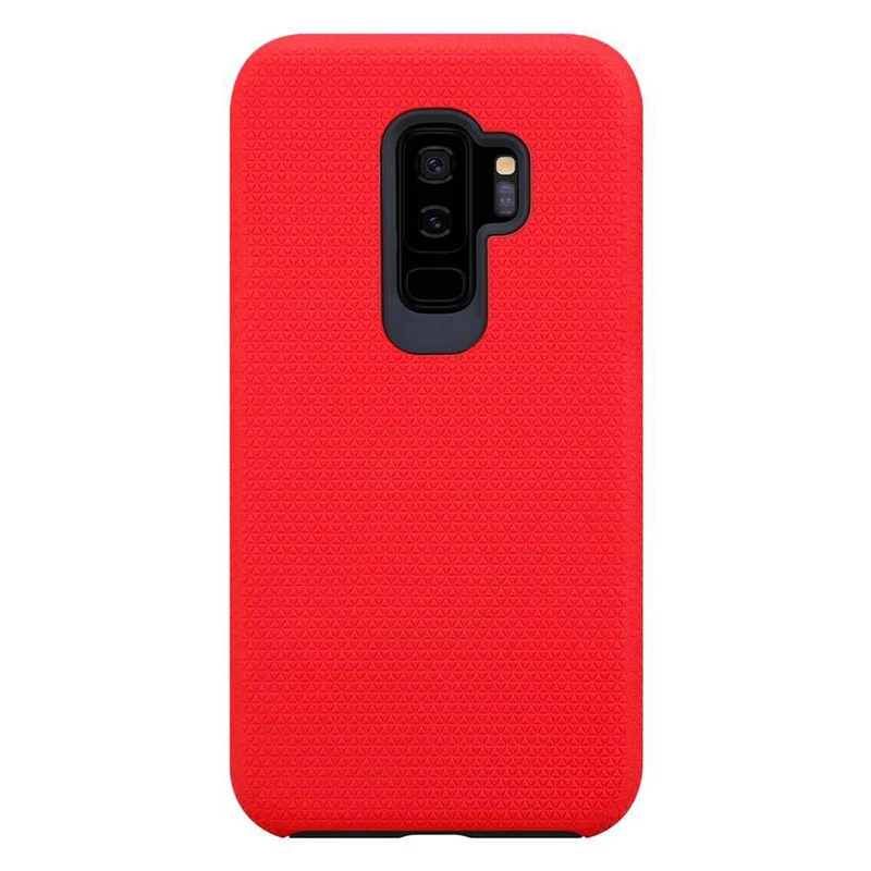Cadorabo Hülle kompatibel mit Samsung Galaxy S9 PLUS Outdoor Hybrid Schutzhülle mit extra Grip Anti Rutsch Oberfläche im Triangle Design aus Silikon und Kunststoff