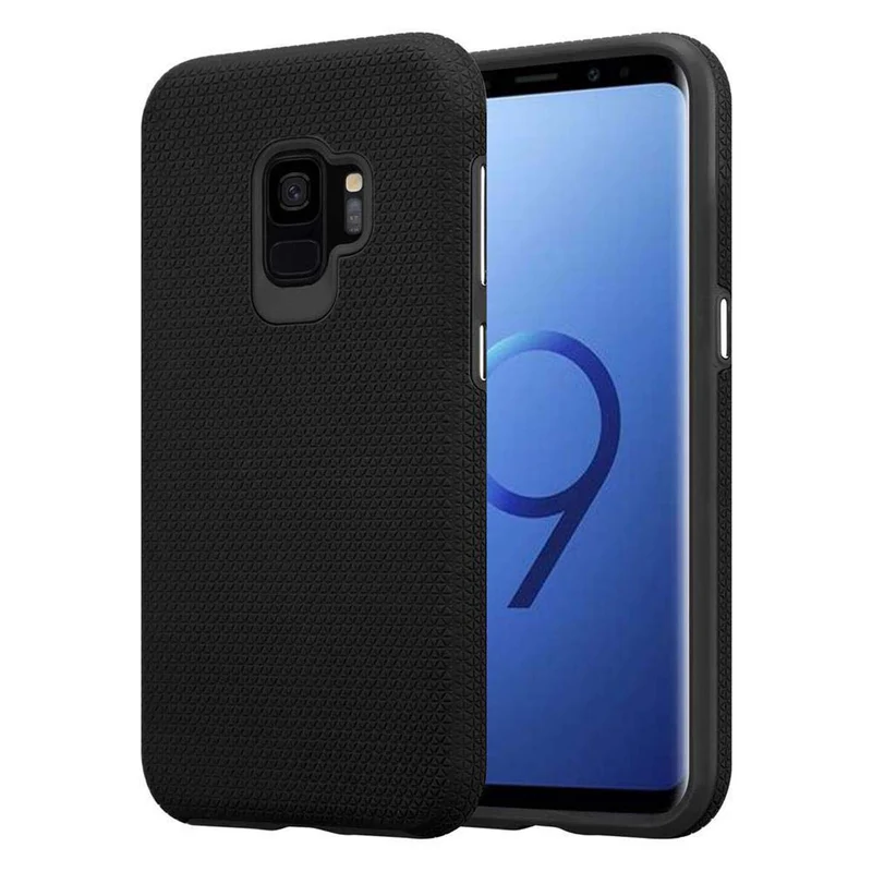 Cadorabo Hülle kompatibel mit Samsung Galaxy S9 Outdoor Hybrid Schutzhülle mit extra Grip Anti Rutsch Oberfläche im Triangle Design aus Silikon und Kunststoff