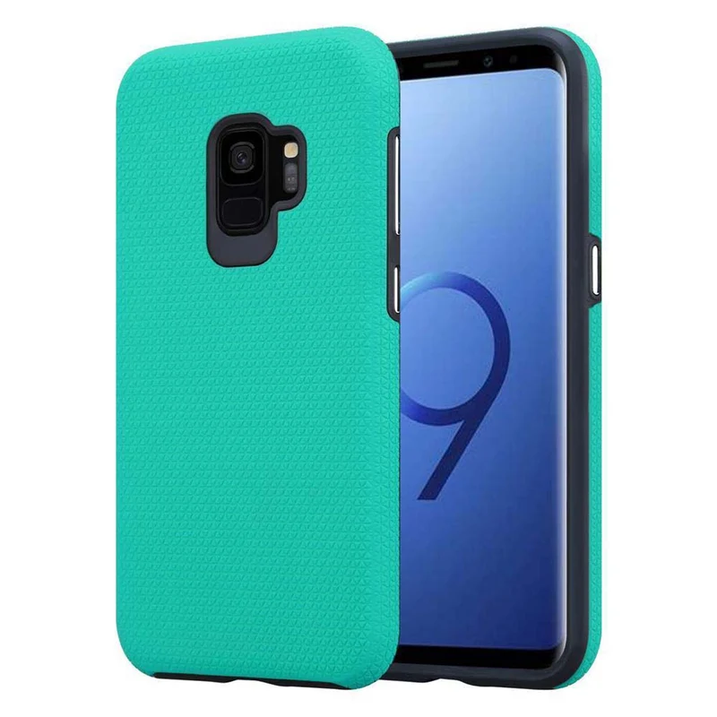 Cadorabo Hülle kompatibel mit Samsung Galaxy S9 Outdoor Hybrid Schutzhülle mit extra Grip Anti Rutsch Oberfläche im Triangle Design aus Silikon und Kunststoff