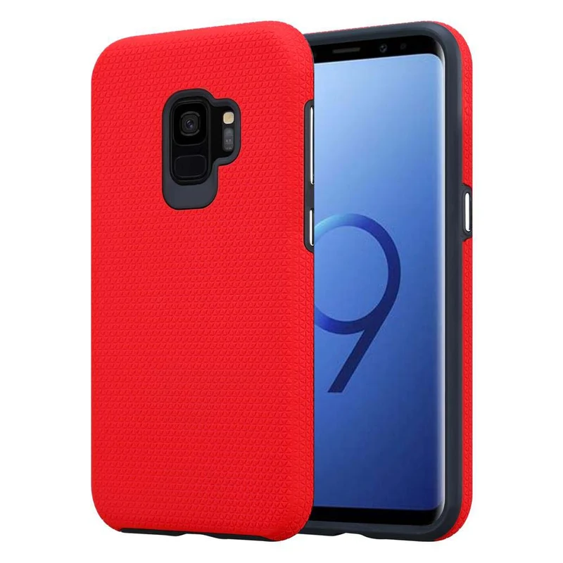 Cadorabo Hülle kompatibel mit Samsung Galaxy S9 Outdoor Hybrid Schutzhülle mit extra Grip Anti Rutsch Oberfläche im Triangle Design aus Silikon und Kunststoff