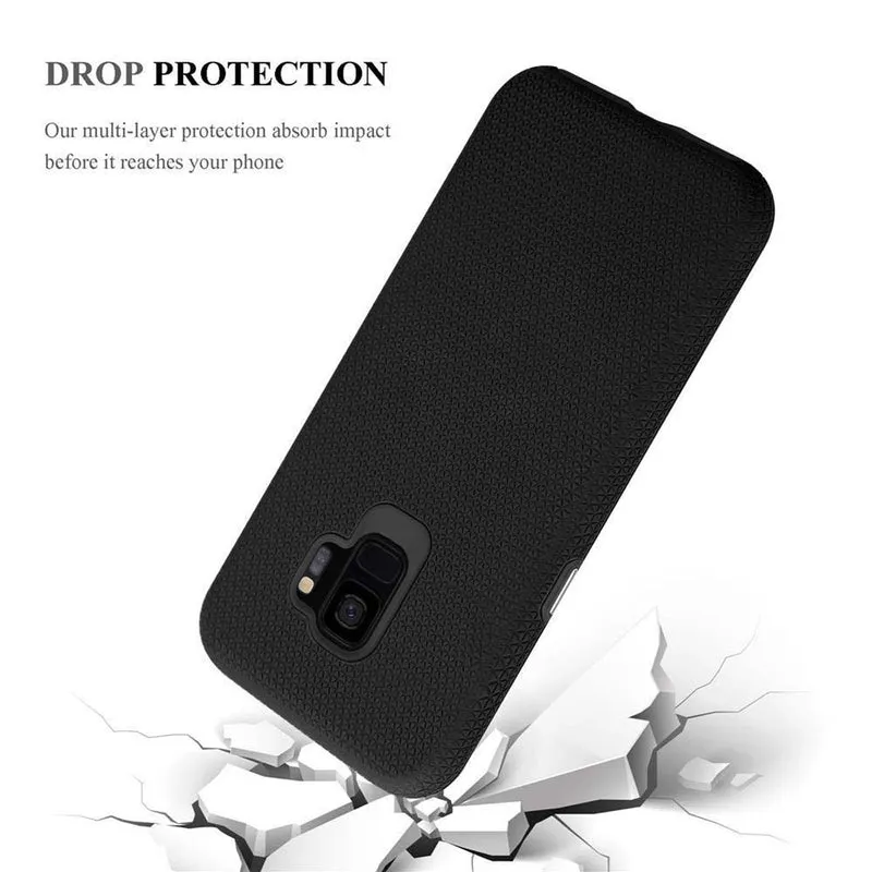 Cadorabo Hülle kompatibel mit Samsung Galaxy S9 Outdoor Hybrid Schutzhülle mit extra Grip Anti Rutsch Oberfläche im Triangle Design aus Silikon und Kunststoff