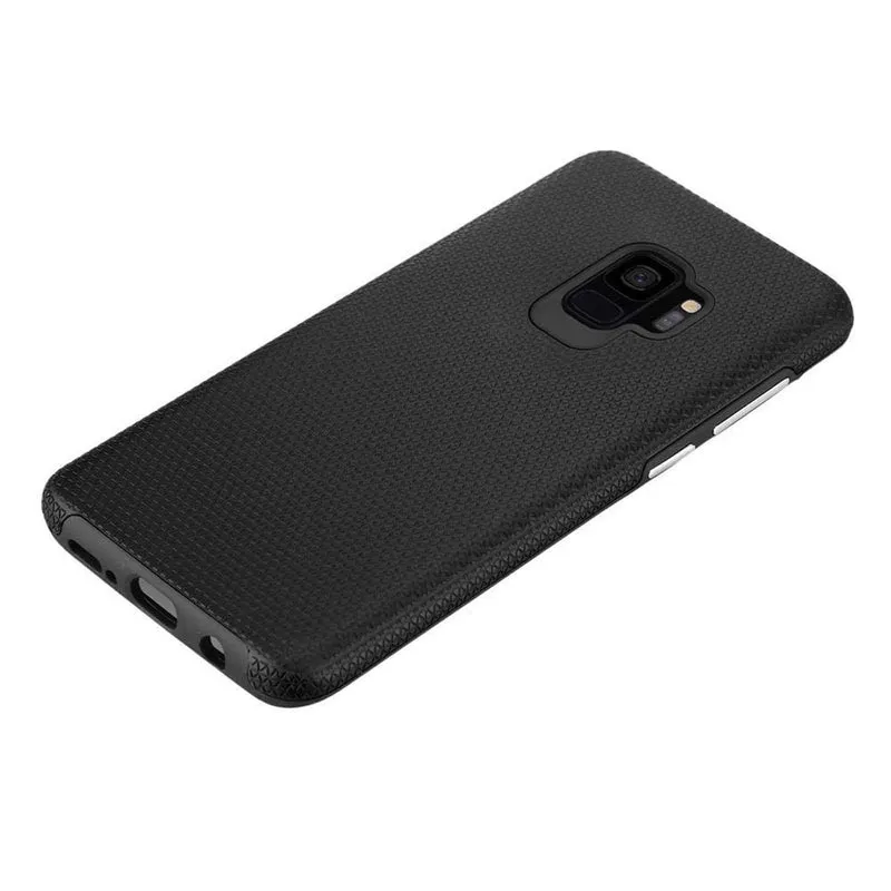 Cadorabo Hülle kompatibel mit Samsung Galaxy S9 Outdoor Hybrid Schutzhülle mit extra Grip Anti Rutsch Oberfläche im Triangle Design aus Silikon und Kunststoff