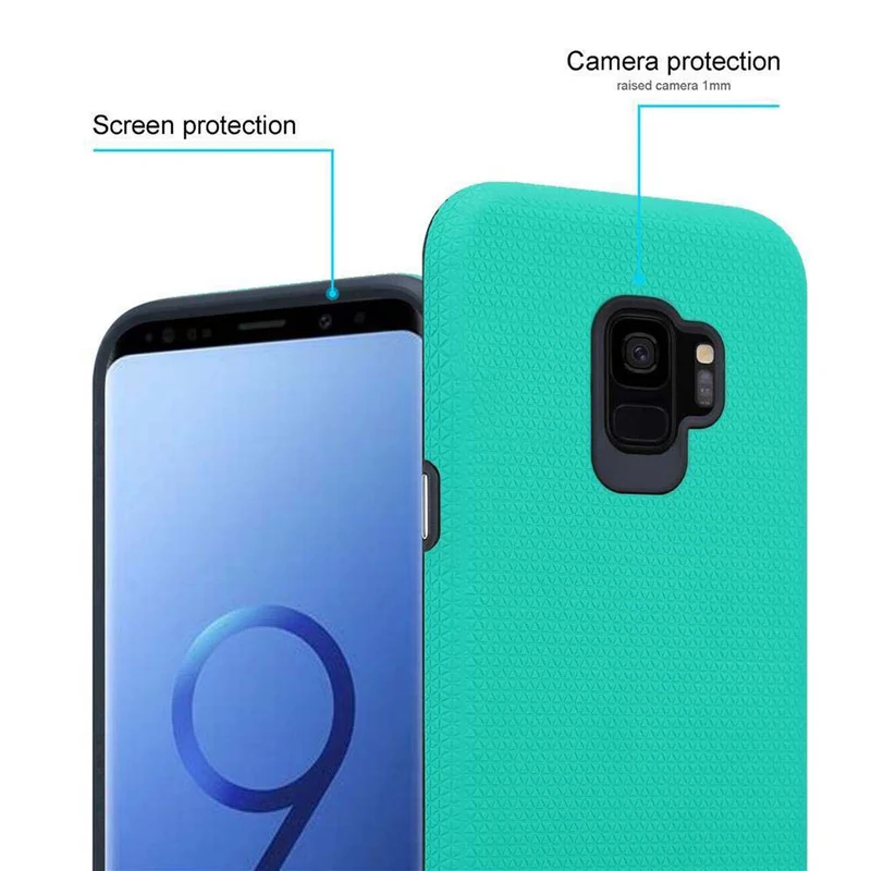 Cadorabo Hülle kompatibel mit Samsung Galaxy S9 Outdoor Hybrid Schutzhülle mit extra Grip Anti Rutsch Oberfläche im Triangle Design aus Silikon und Kunststoff