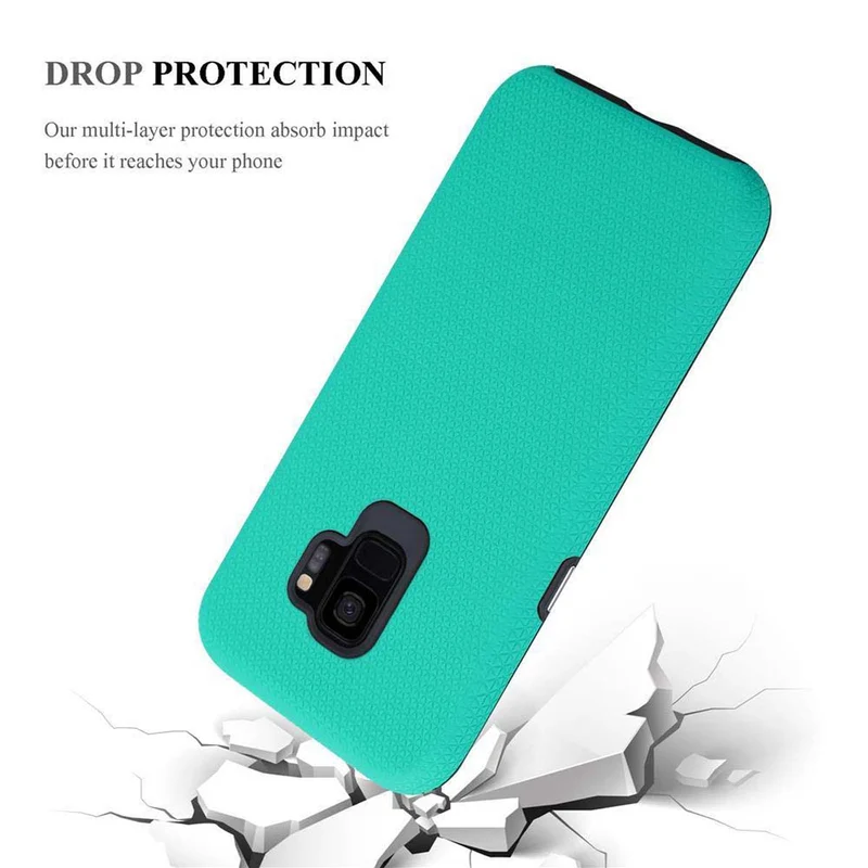 Cadorabo Hülle kompatibel mit Samsung Galaxy S9 Outdoor Hybrid Schutzhülle mit extra Grip Anti Rutsch Oberfläche im Triangle Design aus Silikon und Kunststoff