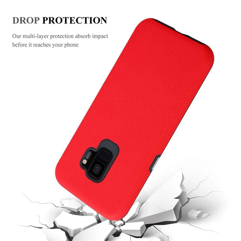 Cadorabo Hülle kompatibel mit Samsung Galaxy S9 Outdoor Hybrid Schutzhülle mit extra Grip Anti Rutsch Oberfläche im Triangle Design aus Silikon und Kunststoff