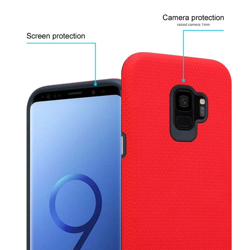 Cadorabo Hülle kompatibel mit Samsung Galaxy S9 Outdoor Hybrid Schutzhülle mit extra Grip Anti Rutsch Oberfläche im Triangle Design aus Silikon und Kunststoff