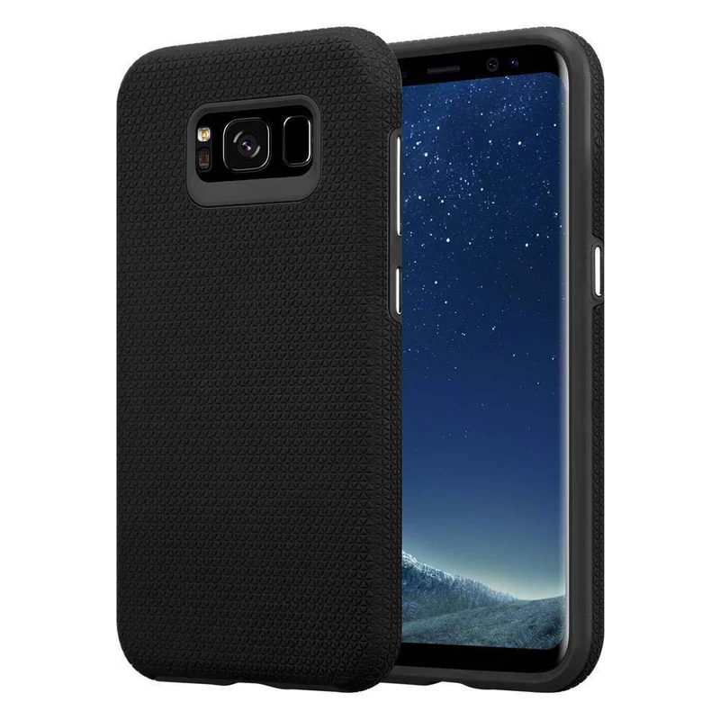 Cadorabo Hülle kompatibel mit Samsung Galaxy S8 PLUS Outdoor Hybrid Schutzhülle mit extra Grip Anti Rutsch Oberfläche im Triangle Design aus Silikon und Kunststoff
