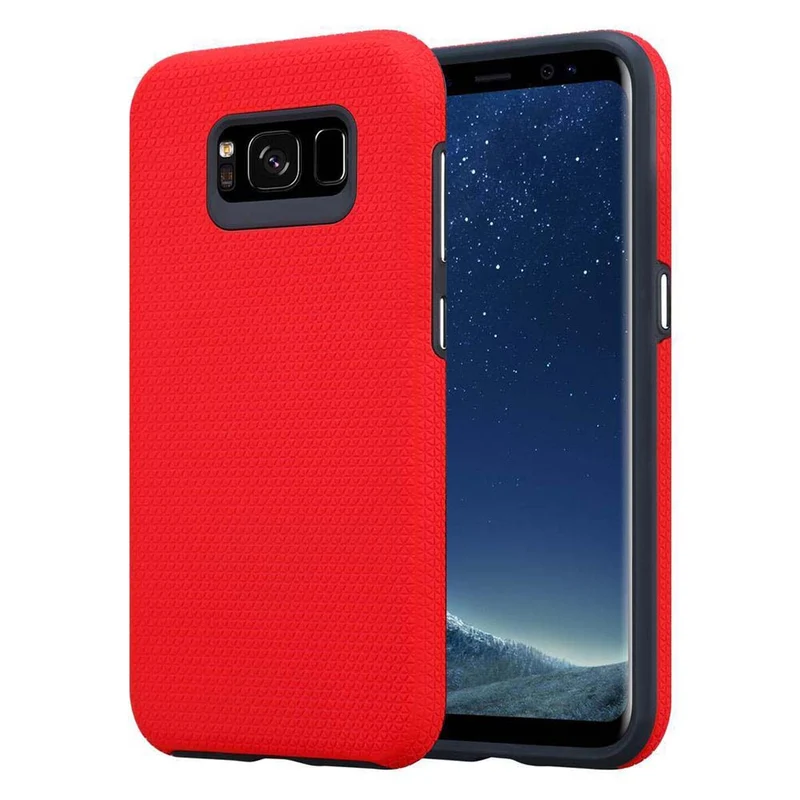 Cadorabo Hülle kompatibel mit Samsung Galaxy S8 PLUS Outdoor Hybrid Schutzhülle mit extra Grip Anti Rutsch Oberfläche im Triangle Design aus Silikon und Kunststoff