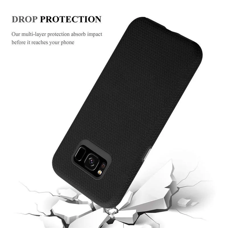 Cadorabo Hülle kompatibel mit Samsung Galaxy S8 PLUS Outdoor Hybrid Schutzhülle mit extra Grip Anti Rutsch Oberfläche im Triangle Design aus Silikon und Kunststoff