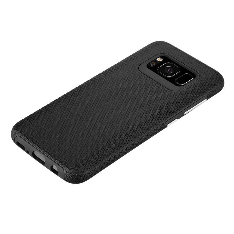 Cadorabo Hülle kompatibel mit Samsung Galaxy S8 PLUS Outdoor Hybrid Schutzhülle mit extra Grip Anti Rutsch Oberfläche im Triangle Design aus Silikon und Kunststoff
