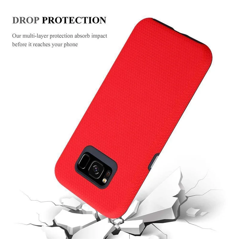 Cadorabo Hülle kompatibel mit Samsung Galaxy S8 PLUS Outdoor Hybrid Schutzhülle mit extra Grip Anti Rutsch Oberfläche im Triangle Design aus Silikon und Kunststoff