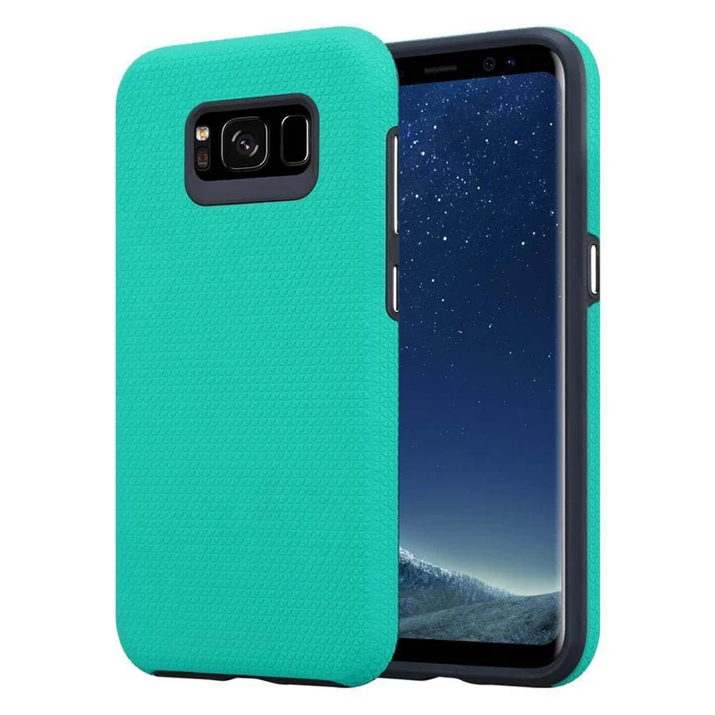 Cadorabo Hülle kompatibel mit Samsung Galaxy S8 Outdoor Hybrid Schutzhülle mit extra Grip Anti Rutsch Oberfläche im Triangle Design aus Silikon und Kunststoff