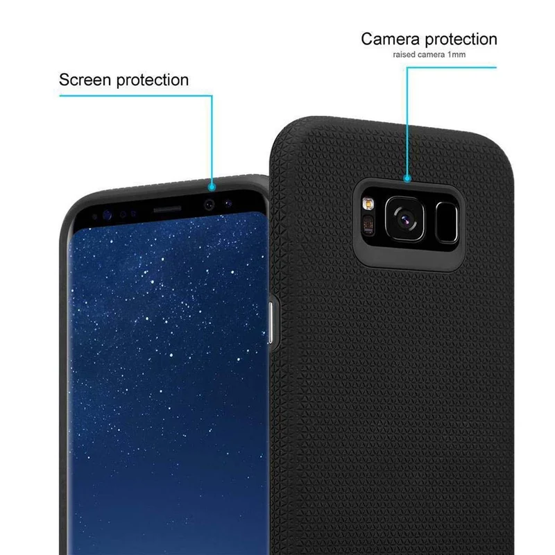 Cadorabo Hülle kompatibel mit Samsung Galaxy S8 Outdoor Hybrid Schutzhülle mit extra Grip Anti Rutsch Oberfläche im Triangle Design aus Silikon und Kunststoff