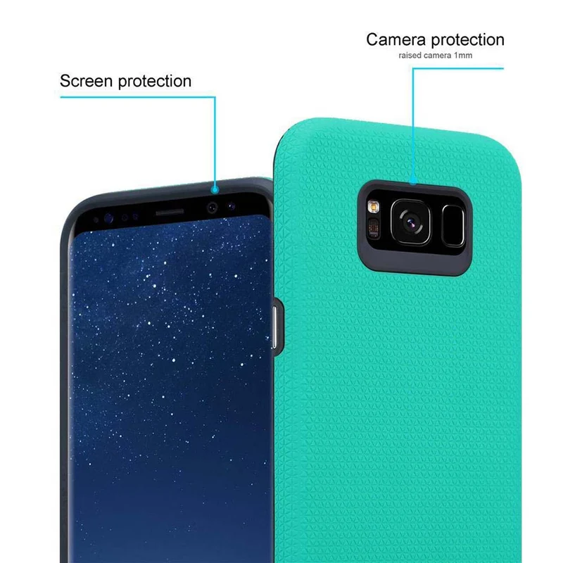 Cadorabo Hülle kompatibel mit Samsung Galaxy S8 Outdoor Hybrid Schutzhülle mit extra Grip Anti Rutsch Oberfläche im Triangle Design aus Silikon und Kunststoff