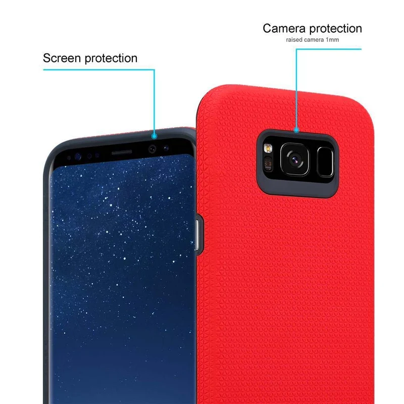 Cadorabo Hülle kompatibel mit Samsung Galaxy S8 Outdoor Hybrid Schutzhülle mit extra Grip Anti Rutsch Oberfläche im Triangle Design aus Silikon und Kunststoff