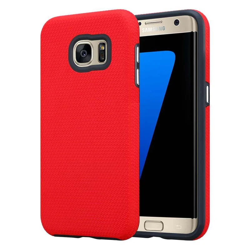Cadorabo Hülle kompatibel mit Samsung Galaxy S7 EDGE Outdoor Hybrid Schutzhülle mit extra Grip Anti Rutsch Oberfläche im Triangle Design aus Silikon und Kunststoff