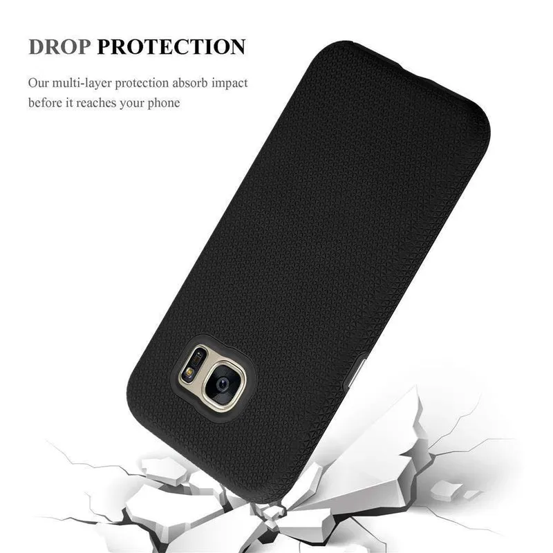 Cadorabo Hülle kompatibel mit Samsung Galaxy S7 EDGE Outdoor Hybrid Schutzhülle mit extra Grip Anti Rutsch Oberfläche im Triangle Design aus Silikon und Kunststoff